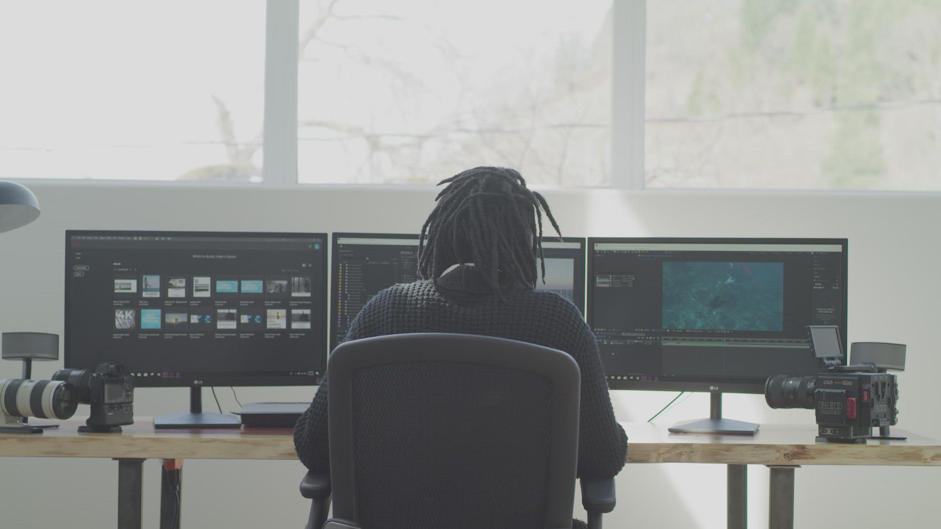 Videographer Editing in Office FILMPAC