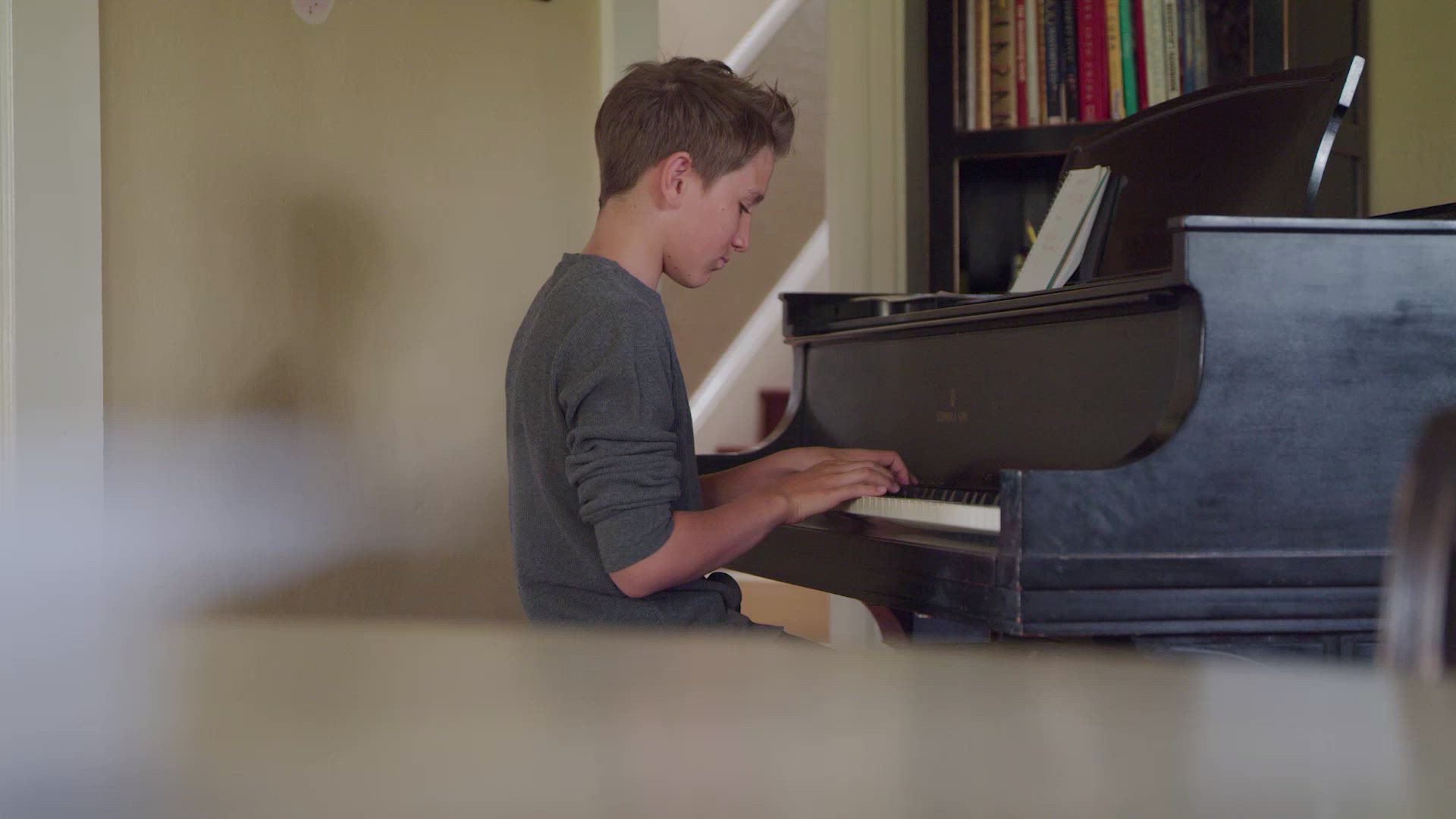 Young Boy Practicing The Piano Filmpac 2816